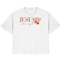 JESUS IS THE LIGHT CROSS FLOWERS - Frauen T-Shirt Bio Baumwolle
